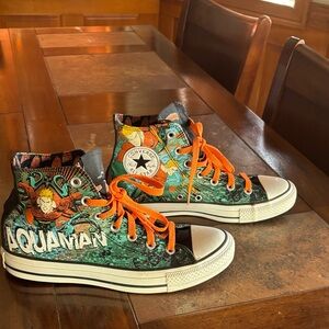Converse ALL STARS AQUAMAN DC Comics hightop Sneakers!! Funky & Rare!!!
